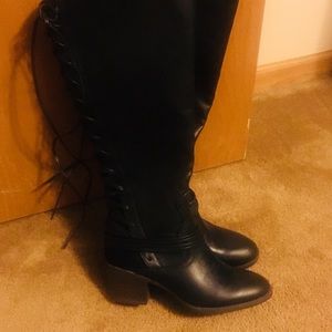 Black laced up heel boots